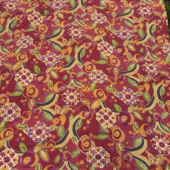 Pottery Barn King Duvet Cover Two Shams Red Floral Retro Mod Cotton Reversible‎ - Picture 4 of 13